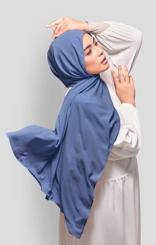 ROYAL SATIN SHAWL | DUSTY BLUE